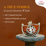 Natural 1 Face Rudraksha For Men Women,Original Lab Certified Brown One Mukhi Nepali Rudraksha With Om Silver Capping Locket,Lord Shiva Half Moon Kaju Dana Rudraksha