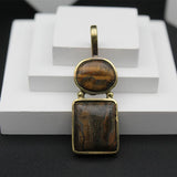 Original Tiger’s Eye Double Stone Locket Without Chain (1 Pc)