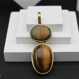 Original Tiger’s Eye Double Stone Locket Without Chain (1 Pc)