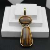 Original Tiger’s Eye Double Stone Locket Without Chain (1 Pc)