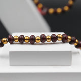 Natural Golden Small Beads Wooden Tulsi Mala with Red Sandal Beads (Small)