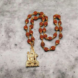Gold Plated Shiva Shankar Bholenath Pendant Brass with Rudraksha Mala