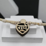 Small Heart Radha Locket Small Cylindrical Round Beads Men Women,Original Designer Wood Tulsi Kanthi Mala Radha Name Pendant Neck