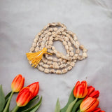 Natural Big Size Yellow Thread 108 Beads Kanthi Tulsi Mala for Pooja