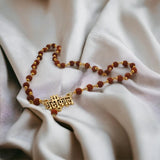 Mahakal Locket With Rudrakhsha Mala | Gold Plated Mahakal Pendant Locket for Men/Women | Lord Shiva Locket with Rudraksha Mala Golden Cap