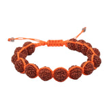 Orange Thread Breaded Rudraksha Bracelet