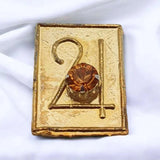 Brishpati Yantra Stone in Gold Plated For Pooja,Original One Stone Brishpati Yantram Sidh Ashtadhatu Plate For Home,Small Pocket Size Vastu Yantra For Good Luck Office