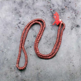 Natural Wood Tulsi Small Beads Mala with Red Sandal Beads