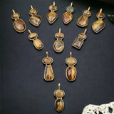 Original Tiger’s Eye Double Stone Locket Without Chain (1 Pc)