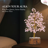 Rose Stone Tree Crystal for Home Decor, Pink Stone Tree 7 Chakra 500 Bits, Small Size Gem Stone Tree for Vastu, Natural Citrine Tree for Reiki Healing