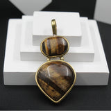Original Tiger’s Eye Double Stone Locket Without Chain (1 Pc)