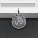 Engraved Om Sphatik Locket For Men And Women,Original Sfatik Silver Plated Coin Shape Pendant For Neck,Small Size White Om Sphatik Yantra Pendant Boys Girls(20g)