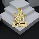 Gold Plated Shiva Shankar Bholenath Pendant Brass with Rudraksha Mala