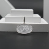 Engraved Om Sphatik Locket For Men And Women,Original Sfatik Silver Plated Coin Shape Pendant For Neck,Small Size White Om Sphatik Yantra Pendant Boys Girls(20g)