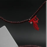 Natural Wood Tulsi Small Beads Mala with Red Sandal Beads