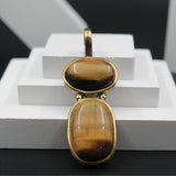 Original Tiger’s Eye Double Stone Locket Without Chain (1 Pc)