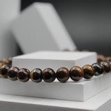 Aesthetic Bracelet for Men Stylish, Brown Stone Bracelets for Women Fashion, Reiki Feng-Shui Healing Crystal Gem Stone Triple Protection Beads Cuff Band for Boys Girls Couple Best Friend