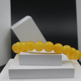 Yellow Buddha Head Bracelet for Men Women Girls Boys, Natural Gemstone Reiki Feng Shui Healing Crystal Beads, Stretchable Lave Stone Charm Pearl Bracelet Valentine Day Gift