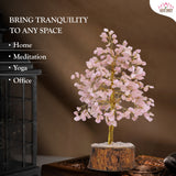 Rose Stone Tree Crystal for Home Decor, Pink Stone Tree 7 Chakra 500 Bits, Small Size Gem Stone Tree for Vastu, Natural Citrine Tree for Reiki Healing