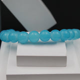 Aqua Blue Buddha Head Bracelet for Men Women Girls Boys, Natural Gemstone Reiki Feng Shui Healing Crystal Beads, Stretchable Lave Stone Charm Pearl Bracelet Valentine Day Gift