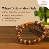 Natural Rudraksha Golden Cap Beads Bracelet