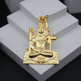 Gold Plated Shiva Shankar Bholenath Pendant Brass with Rudraksha Mala