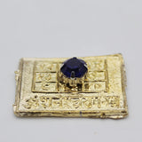 Original Shree Shani Yantra Blue Sapphire Stone in Gold Plated For Home,Square Shape Yantram Small Size Card For Wallet,Natural Neela Stone business,Good Luck