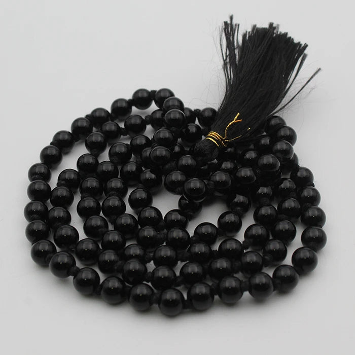 STONE GEMS GALLERY Beautiful Hand Knotted 108 Beads Japa Mala With Tassel  Black Hakik Mala Original Certified Sulemani Hakik Mala हकीक की माला