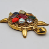 Navratna Kachhua | Gold Plated Nine Stones Turtle | Navratna Engraved Kachua for Grah Dasha Best for Home & Office Use