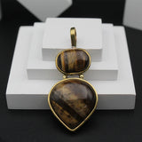 Original Tiger’s Eye Double Stone Locket Without Chain (1 Pc)