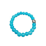 Aqua Blue Buddha Head Bracelet for Men Women Girls Boys, Natural Gemstone Reiki Feng Shui Healing Crystal Beads, Stretchable Lave Stone Charm Pearl Bracelet Valentine Day Gift