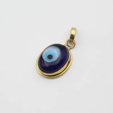 Golden Evil Eye Pendant for Men and Women, Energized Blue Nazar Suraksha Kavach Mini Locket for Protection, Best Oval Shape Evil Eye Amulet (1 pcs, Without Chain)