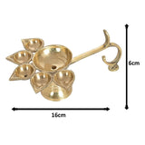 Panch Aarti Diya - Brass Made High Quality | 5 Arti Diya for Puja | 5 Face Brass Diya Pooja Stand for Home & Office