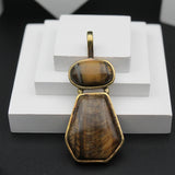 Original Tiger’s Eye Double Stone Locket Without Chain (1 Pc)
