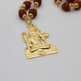 Gold Plated Shiva Shankar Bholenath Pendant Brass with Rudraksha Mala
