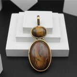 Original Tiger’s Eye Double Stone Locket Without Chain (1 Pc)