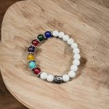 7 Chakra Yoga with White Stones Stretchable Bracelet