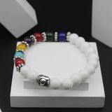 7 Chakra Yoga with White Stones Stretchable Bracelet