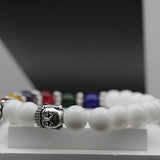 7 Chakra Yoga with White Stones Stretchable Bracelet