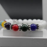 7 Chakra Yoga with White Stones Stretchable Bracelet