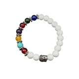 7 Chakra Yoga with White Stones Stretchable Bracelet