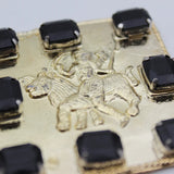 Energized Rahu Yantra Plate For Home Business Good Luck,Original Rahu Yantra Golden Plated Black Color Stone Set For Pooja vastu With Square Shape Box