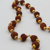 Mahakal Locket With Rudrakhsha Mala | Gold Plated Mahakal Pendant Locket for Men/Women | Lord Shiva Locket with Rudraksha Mala Golden Cap