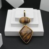 Original Tiger’s Eye Double Stone Locket Without Chain (1 Pc)