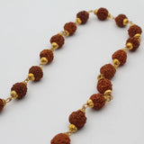 Mahakal Locket With Rudrakhsha Mala | Gold Plated Mahakal Pendant Locket for Men/Women | Lord Shiva Locket with Rudraksha Mala Golden Cap