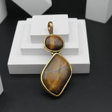 Original Tiger’s Eye Double Stone Locket Without Chain (1 Pc)