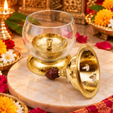 Akhand Diya with Oval Glass Cover