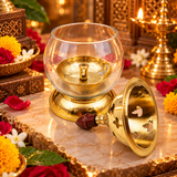 Akhand Diya with Oval Glass Cover