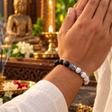 Black and White Chakra Yoga Stretchable Bracelet