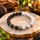 Black and White Chakra Yoga Stretchable Bracelet